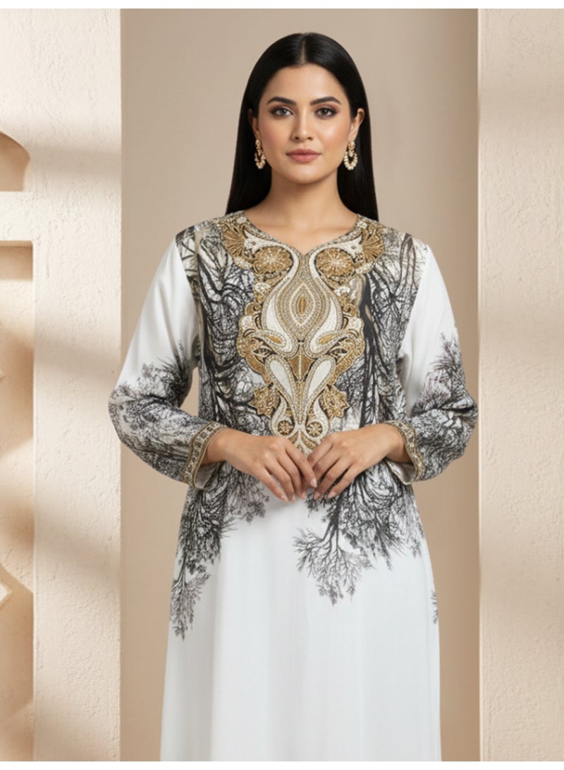 الايا جلابية نسائية شيفون مطرزة بالزهور - Image 3